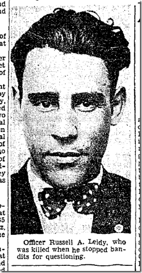 July 25, 1934, Officer Russell Leidy 