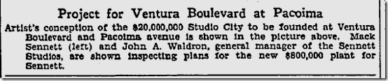 June 26, 1927, Studio City 