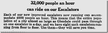 Nov. 11, 1923, Hamburger's escalators 