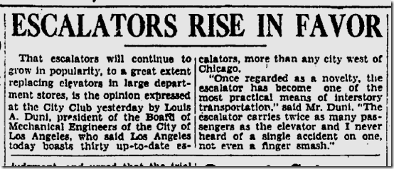 July 2, 1929, Escalators 