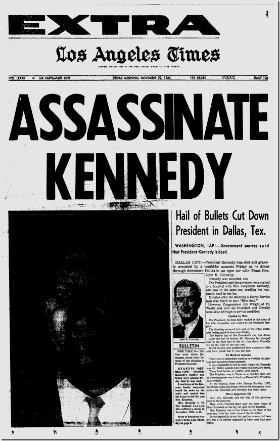 Nov. 22, 1963, JFK Assassinated 