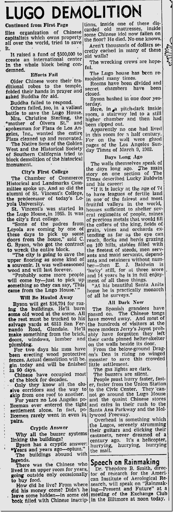 Feb. 7, 1951, Lugo Adobe Destroyed 