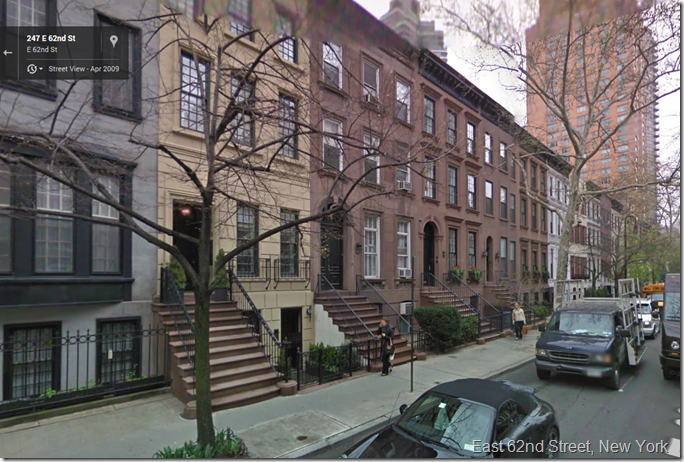 East 62nd Street, New York, Via Google Street View 