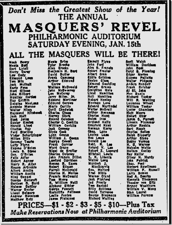 Jan. 9, 1927, Masquers' Revel 